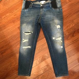 👖Liz Lange distressed maternity ankle jeans sz XL